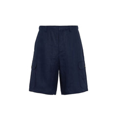 Blue Linen Bermuda Shorts