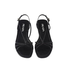 Black Calfskin Strap-On Sandals