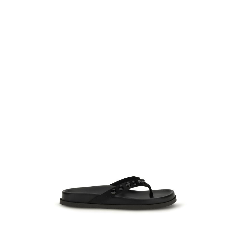 Black Rubber Flip-Flop Sandals