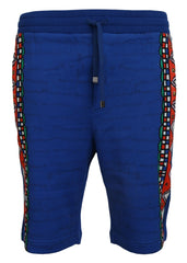 Blue Cotton Printed Bermuda Trousers Shorts