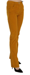 Orange High Waist Straight Trouser Pants