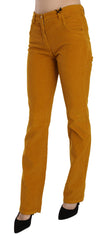 Orange High Waist Straight Trouser Pants