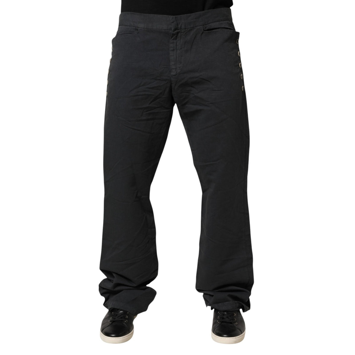 Black Straight Fit Mid Waist Denim Trouser Jeans