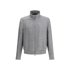 Gray Linen Bomber