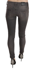 Gray Washed Low Waist Skinny Jeans