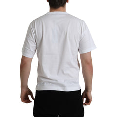 White Logo Patch Cotton Crew Neck T-shirt