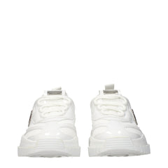 White Fabric Chunky Sneakers