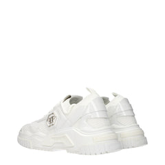 White Fabric Chunky Sneakers