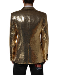 Gold Sequined Double Breasted Jacket Blazer