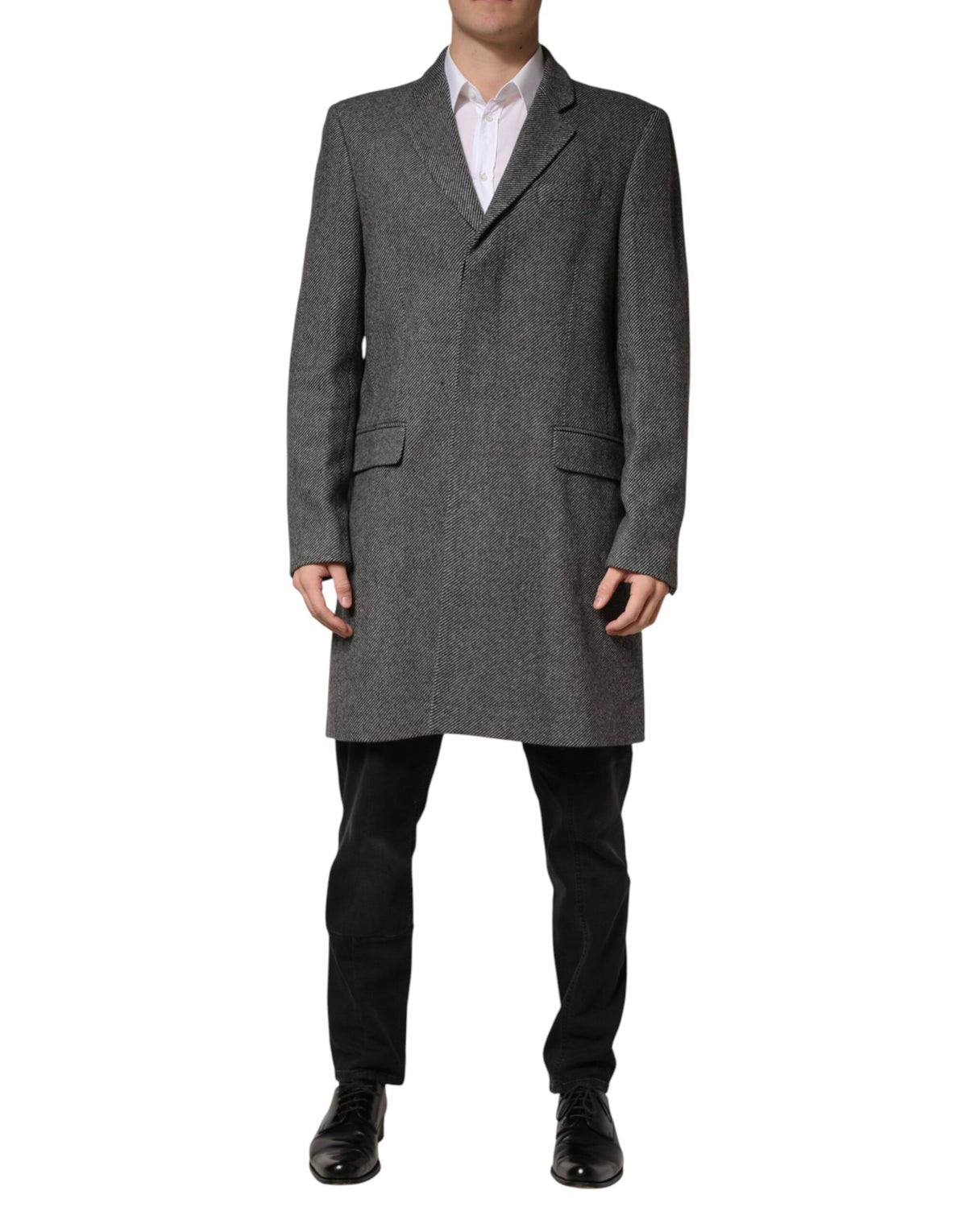 Gray Single Breasted Men Trench Coat Jacket