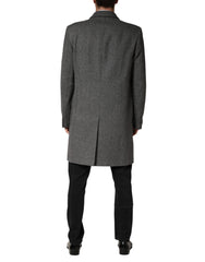 Gray Single Breasted Men Trench Coat Jacket