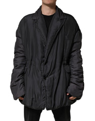 Black Silk Padded Parka Men Coat Jacket
