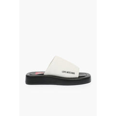 Black And White Leather Slides