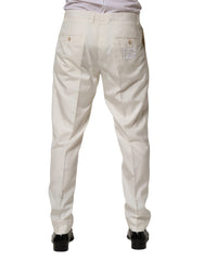 White Silk Tapered Dress Men Trouser Pants
