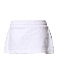 White Cotton Blend Mid Waist A-line Mini Skirt