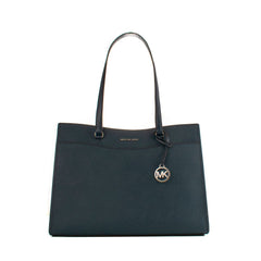 Blue Leather Tote Bag