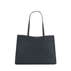 Blue Leather Tote Bag