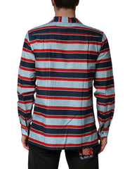 Multicolor Stripes Cotton Men Button Down Shirt