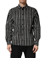 Black Stripes Cotton Men Formal Dress Shirt