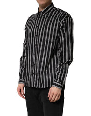 Black Stripes Cotton Men Formal Dress Shirt