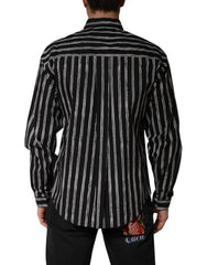 Black Stripes Cotton Men Formal Dress Shirt