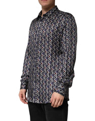 Multicolor Patterned Collared GOLD Men Dress Shirt