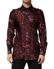 Bordeaux Patterned Collared Men Dress Shirt