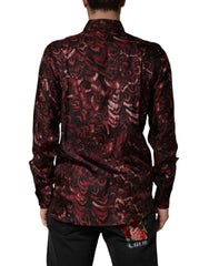 Bordeaux Patterned Collared Men Dress Shirt