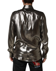 Silver Silk GOLD Collared Dress Formal Shirt