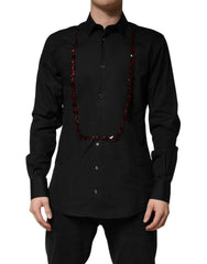 Black Crystal GOLD Formal Cotton Dress Shirt