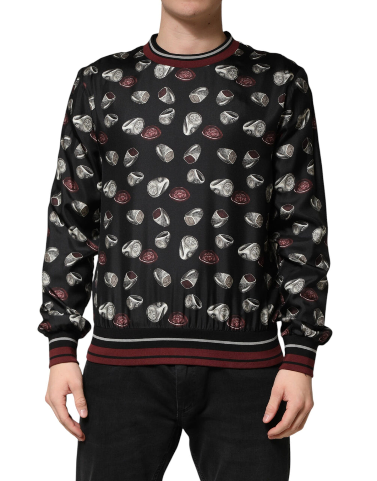 Black Ring Print CrewNeck Sweatshirt  Sweater