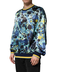 Multicolor Marble Print Pullover Sweater