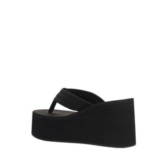 Black Polyester Platform Sandals