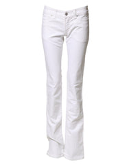 White Low Waist Bootcut Denim Jeans