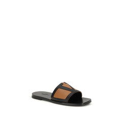 Black Goatskin Flat Sandals