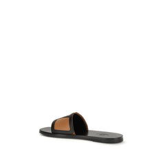 Black Goatskin Flat Sandals