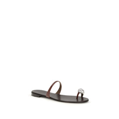 Brown Calf Leather Bos Taurus Flat Sandals