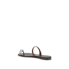 Brown Calf Leather Bos Taurus Flat Sandals