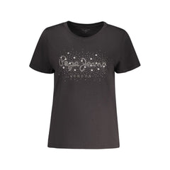 Black Cotton Women T-Shirt