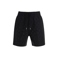 Black Cotton Bermuda Shorts