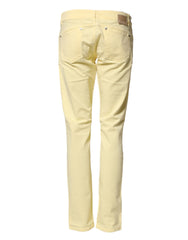 Yellow Cotton Low Waist Slim Fit Skinny Denim Casual Jeans