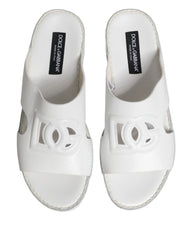 White DG Cutout Slides Slippers Flats Shoes
