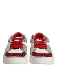 White Red Rhinestone Embellished Men Sneakers Shoes
