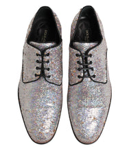 Silver Sequined Lace Up Men Derby Dress Shoes