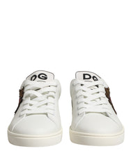 White Leather Sacred Heart Patch Sneakers Shoes