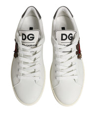 White Leather Sacred Heart Patch Sneakers Shoes