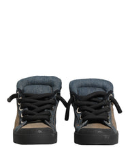 Multicolor Color Block Denim Low Top Sneakers Shoes