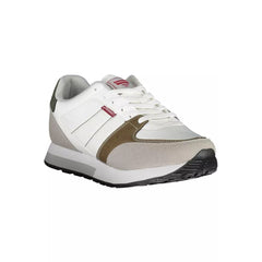 White Polyester Athletic Sneakers