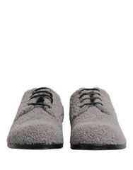 Gray Fleece Lace Up Men Derby Dress Shoes