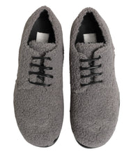 Gray Fleece Lace Up Men Derby Dress Shoes
